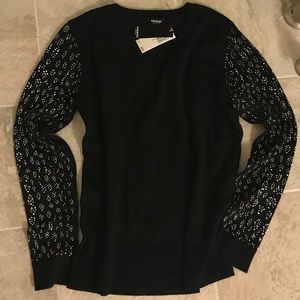NEW Black crystal embellished long sleeve sweater
